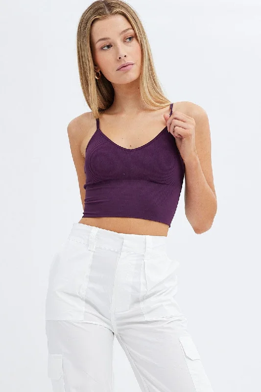 Purple Crop Singlet Top Seamless