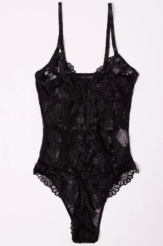 Black Lace Bodysuit One Piece Lingerie