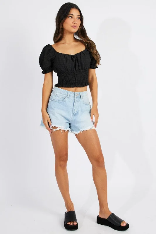 Black Crop Top Short Sleeve