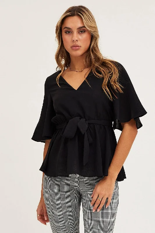 Black Bell Sleeve Top