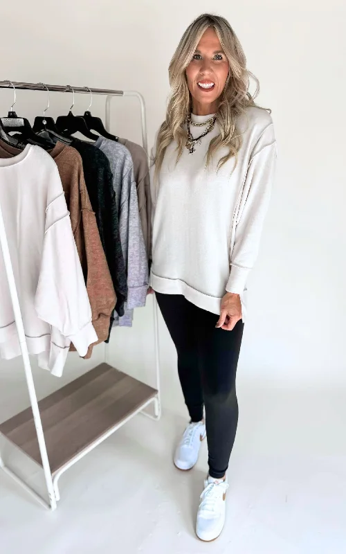 The Melanie Brushed Melange Hacci Oversized Sweater - Final Sale