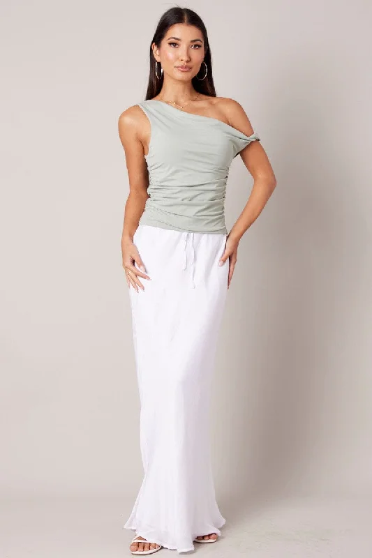 Green Off Shoulder Top Sleeveless