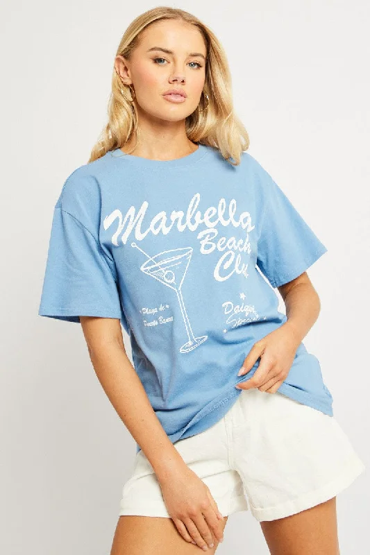 Blue Graphic Tee Short Sleeve