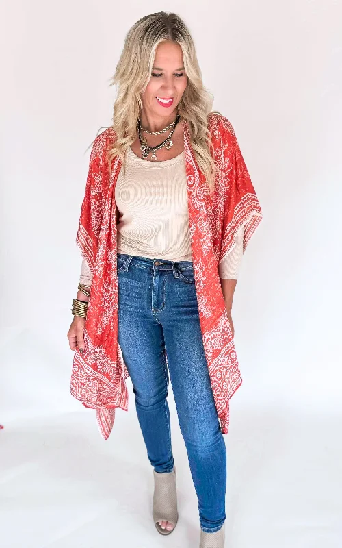 Clay Damask & Paisley Kimono - Final Sale