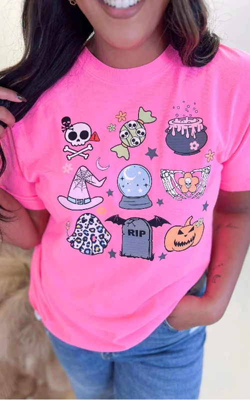 Hot Pink Halloween Garment Dyed Graphic T-shirt - FINAL SALE