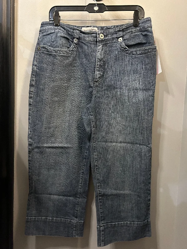 Jeans Cropped By Chicos In Blue Denim, Size: 14l