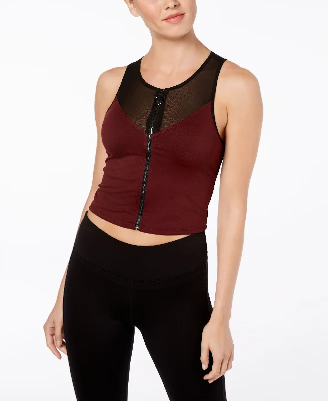 Material Girl Juniors Mesh Zippered Longline Sports Bra