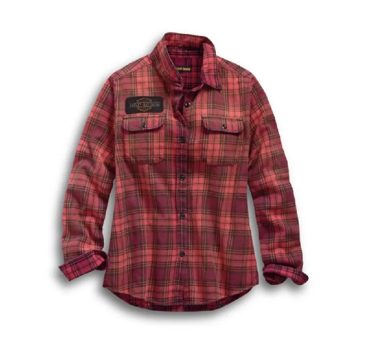 Harley-Davidson® Women's Laser Cut Logo Plaid Shirt - 99123-19VW