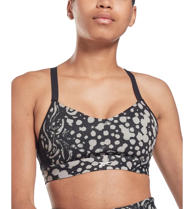 Reebok Womens Lux Medium-Impact Strappy-Back Sports Bra