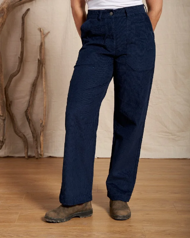 Ogden Cord - Womens Straight Leg Cord Trousers - Blue