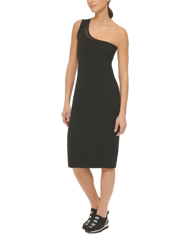 DKNY Sport Womens One Shoulder Dress