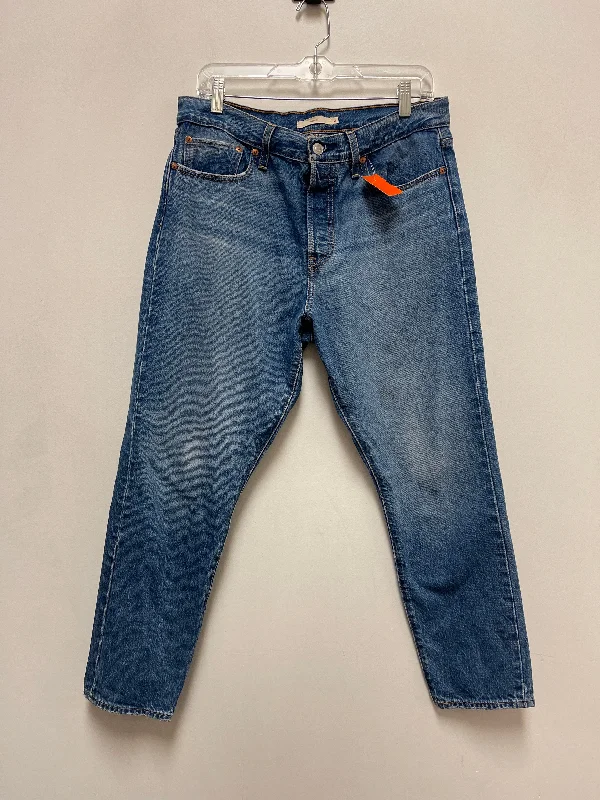 Jeans Straight By Levis In Blue Denim, Size: 12