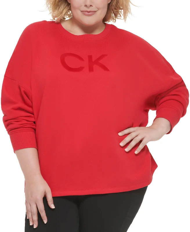 Calvin Klein Performance Plus Size Logo Fleece Crewneck Sweatshirt