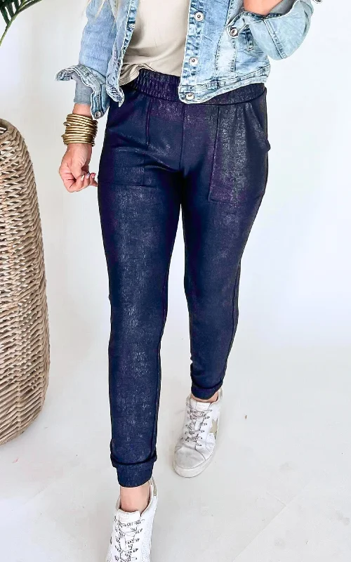 Foil Printed High-Waisted Joggers | Mono B - Final Sale