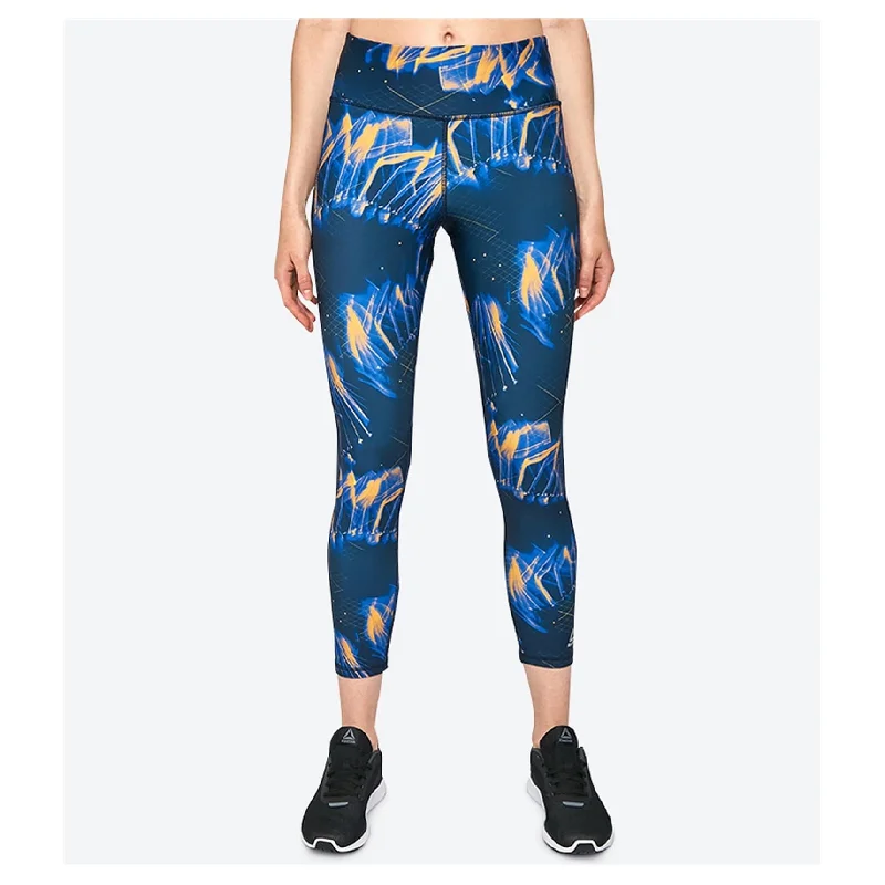 Reebok Womens Printed Running Essentials Compression Athletic Pants, Blue, Small