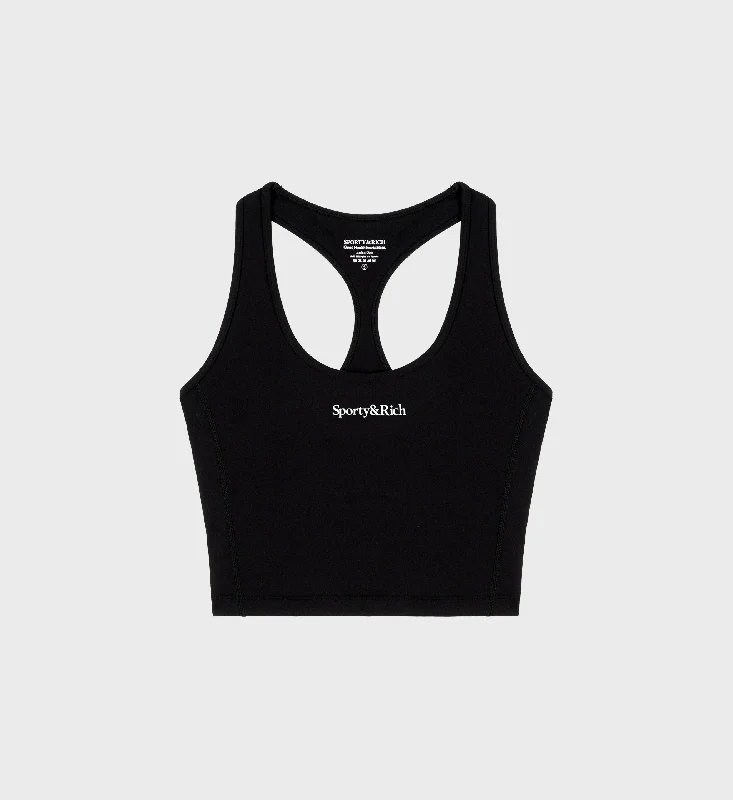 Serif Logo Sports Tank - Black/White