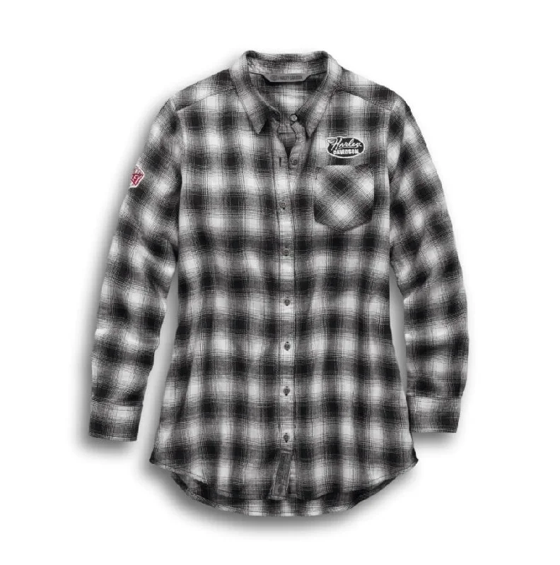 Harley-Davidson® Women's Crackle Print Graphic Plaid Shirt - 99112-19VW