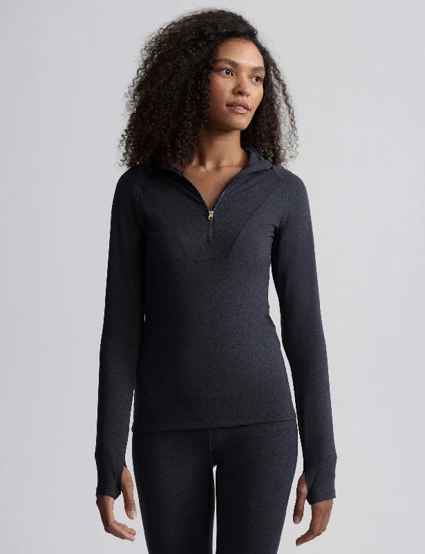 Always Warm Half-Zip Base Layer Top - Black Marl