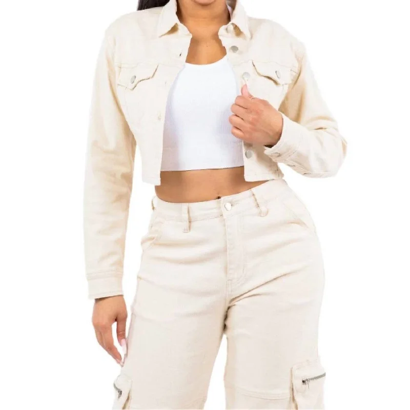 American Bazi - Cropped Lace-Up Jacket With Button Front