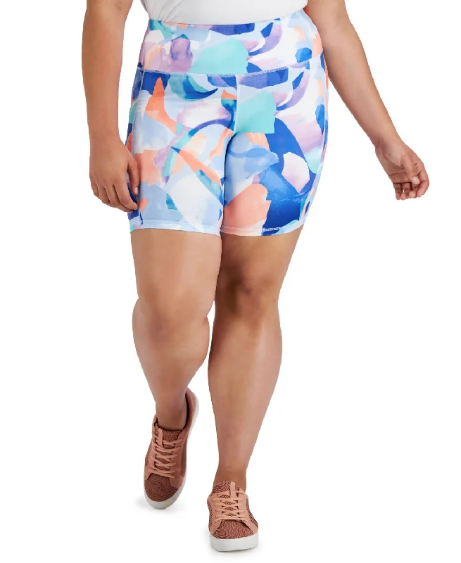 ID Ideology Plus Size Floating Petals 7 Biker Shorts