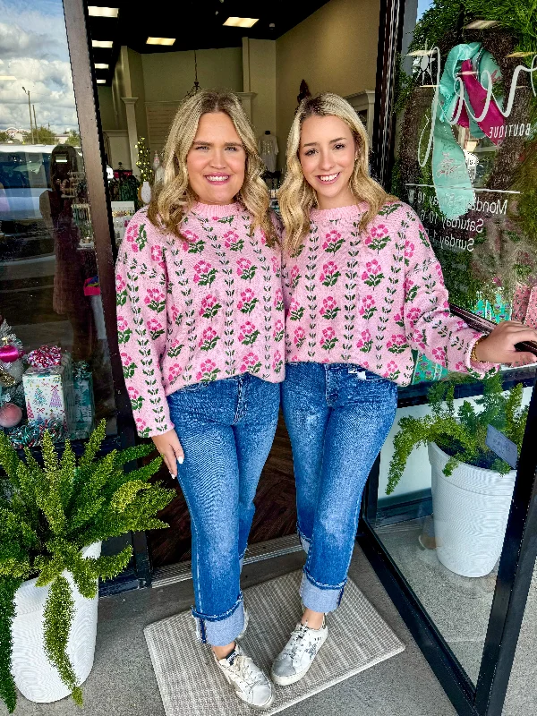 Love Fancy Pink Garden Sweater