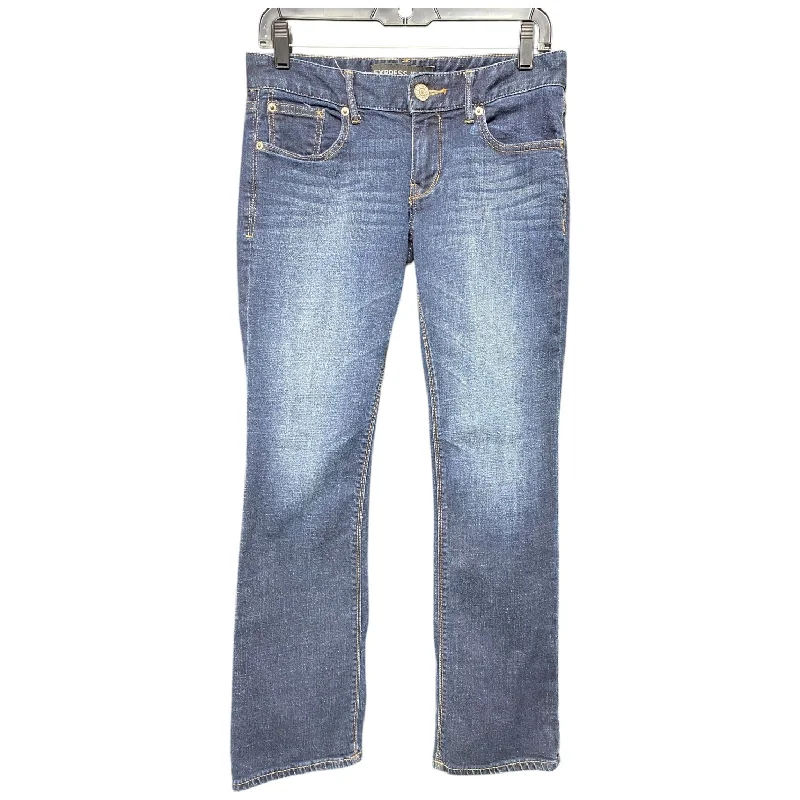 Jeans Straight By Express In Blue Denim, Size: 4