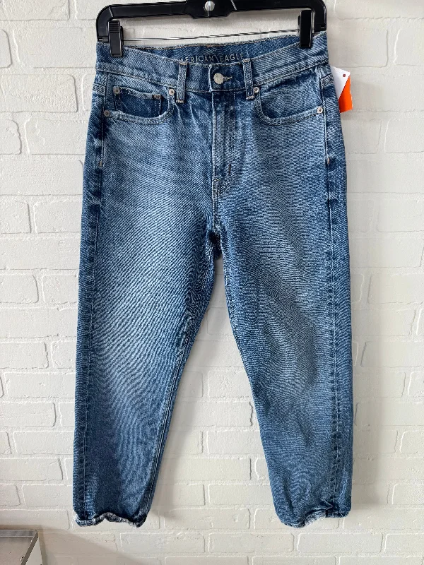 Jeans Cropped By American Eagle In Blue Denim, Size: 2