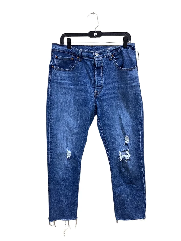 Jeans Straight By Levis In Blue Denim, Size: 14