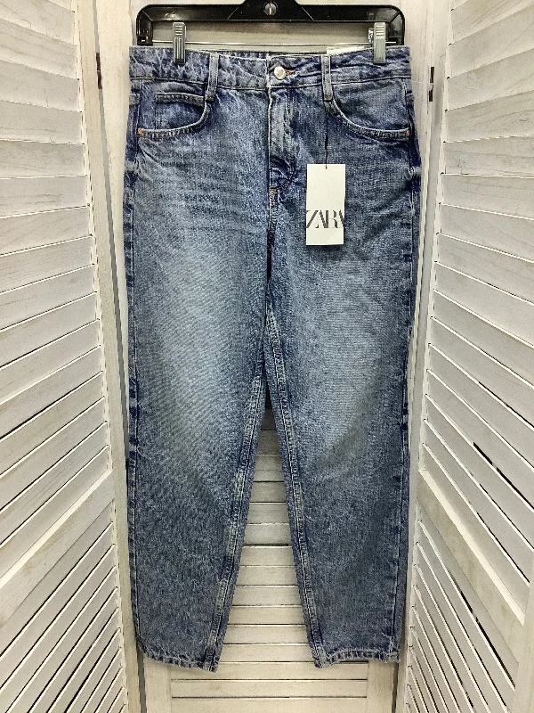 Jeans Boyfriend By Zara In Blue Denim, Size: 4