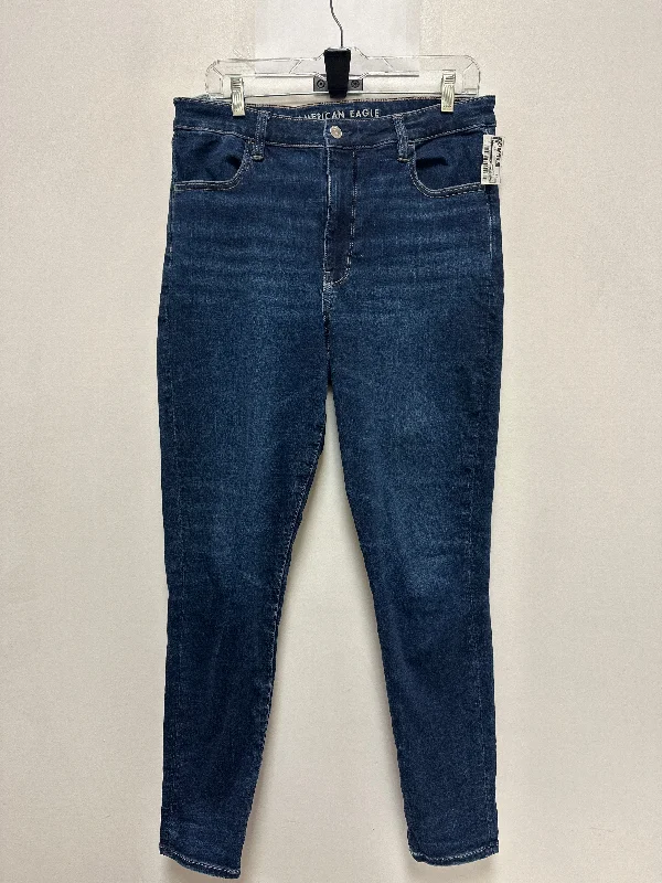 Jeans Skinny By American Eagle In Blue Denim, Size: 12