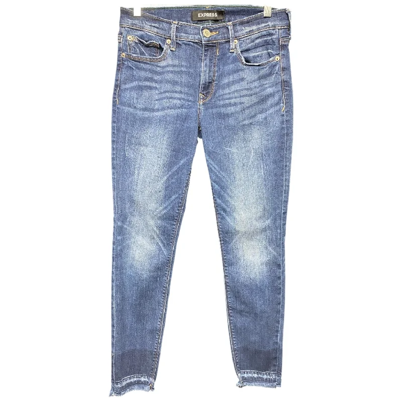 Jeans Skinny By Express In Blue Denim, Size: 4