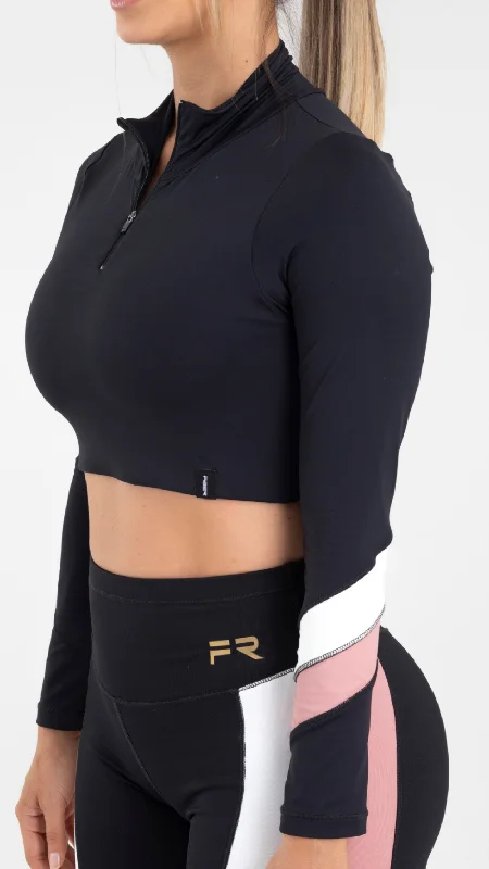 Fitness Long Sleeve Top with Front Zipper